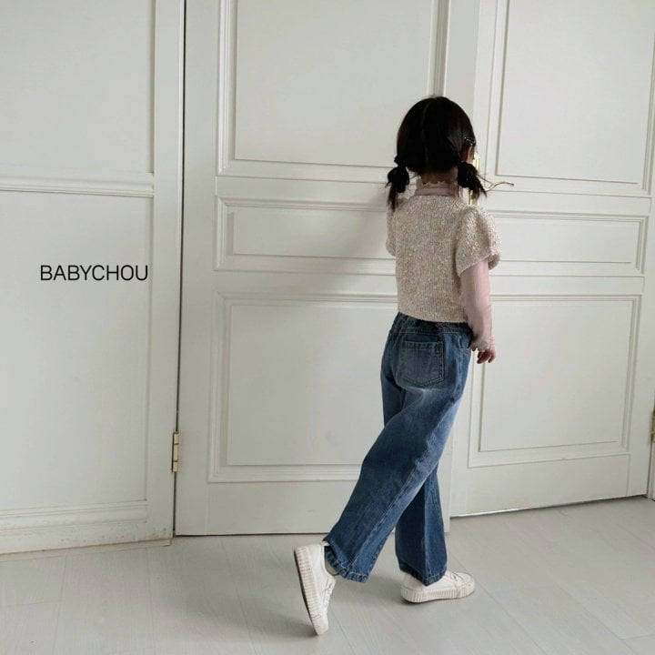 Babychou - Korean Children Fashion - #fashionkids - Diagonal Denim Pants - 7