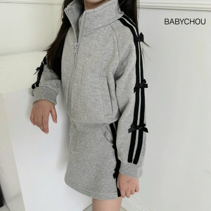 Babychou - Korean Children Fashion - #kidsshorts - Sugar Ribbon Zip-up - 12