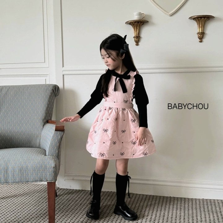 Babychou - Korean Children Fashion - #kidsshorts - Ribbon Bonding One-piece - 5