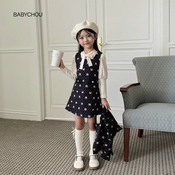 Babychou - Korean Children Fashion - #kidsshorts - Ribbon Tie Puff Tee - 4