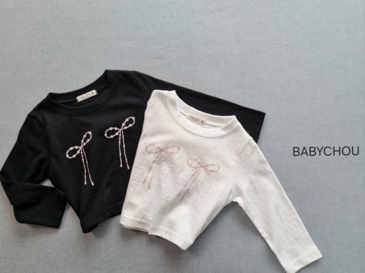 Babychou - Korean Children Fashion - #littlefashionista - Bloom Ribbon Tee - 2