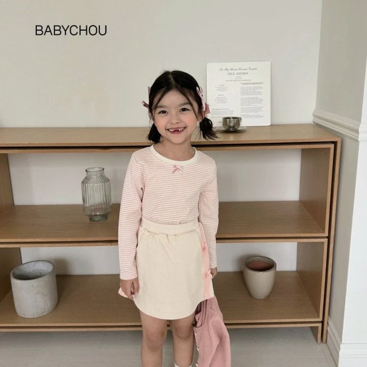 Babychou - Korean Children Fashion - #magicofchildhood - Melton Stripe Tee - 5