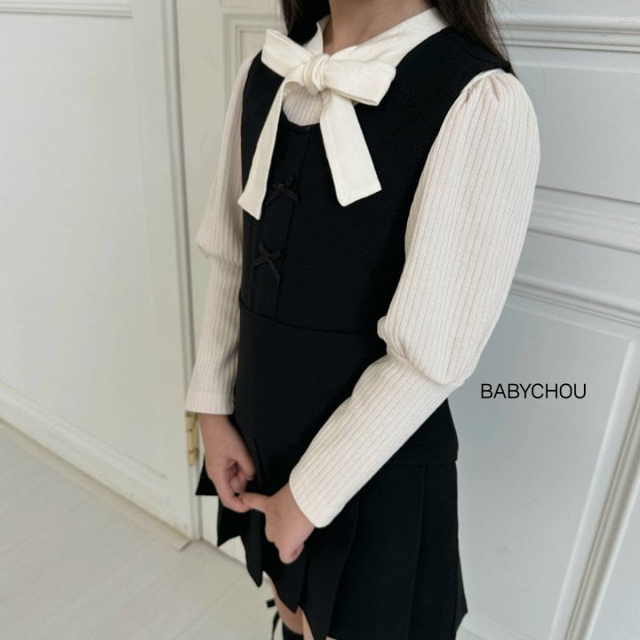 Babychou - Korean Children Fashion - #magicofchildhood - Ribbon Tie Puff Tee - 8