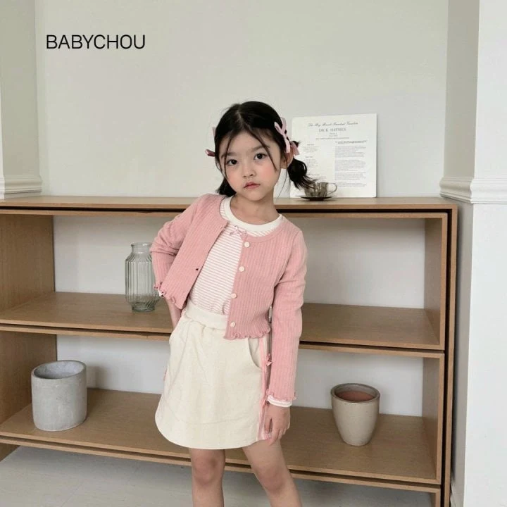 Babychou - Korean Children Fashion - #prettylittlegirls - Melton Stripe Tee - 7