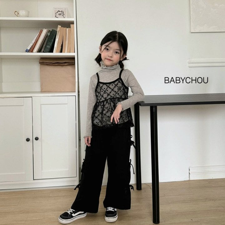 Babychou - Korean Children Fashion - #todddlerfashion - Wide Ribbon Pants - 9