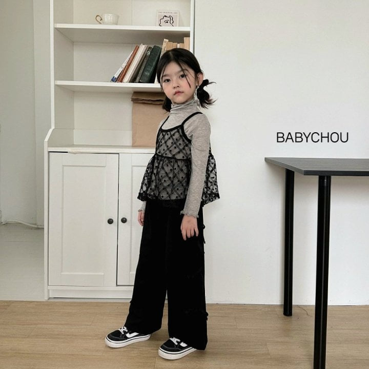 Babychou - Korean Children Fashion - #toddlerclothing - Wide Ribbon Pants - 10