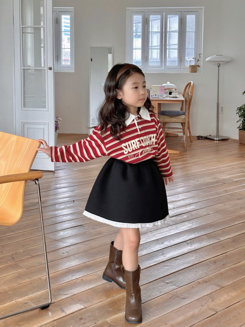 Bailey - Korean Children Fashion - #designkidswear - Stripe Collar Tee - 6