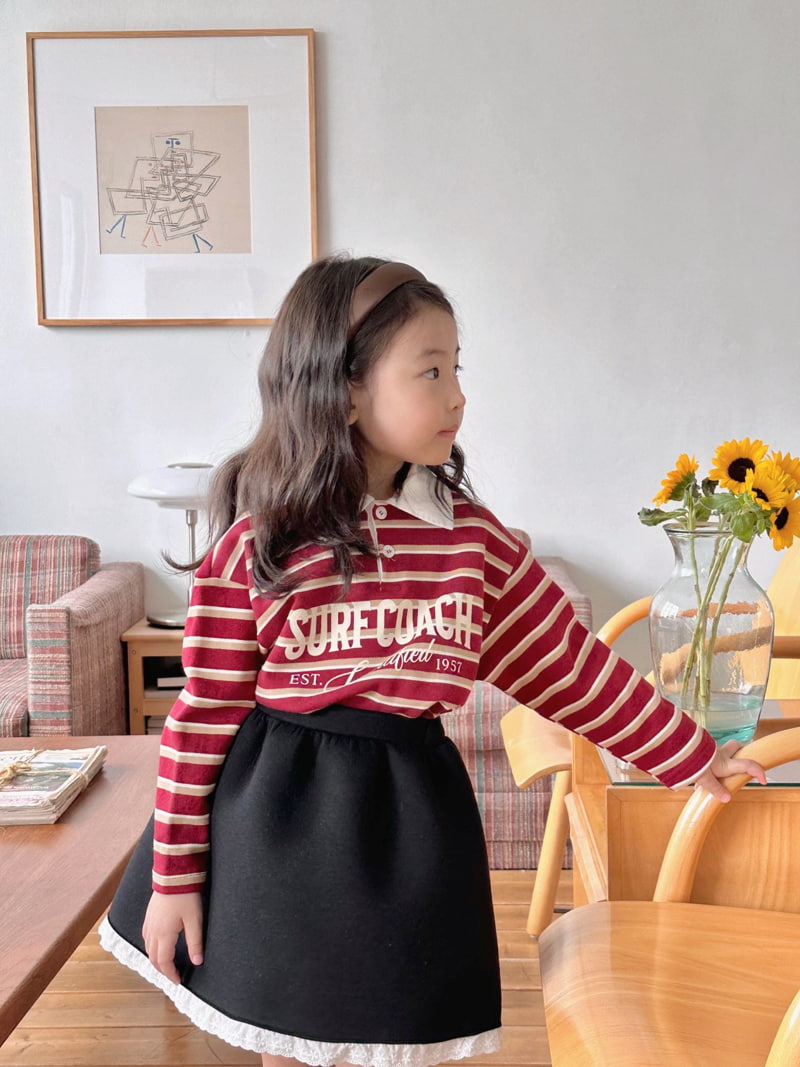 Bailey - Korean Children Fashion - #prettylittlegirls - Stripe Collar Tee - 2