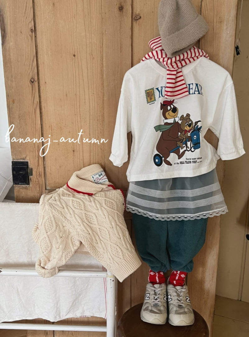 Banana J - Korean Children Fashion - #kidsshorts - Bear Tee - 5