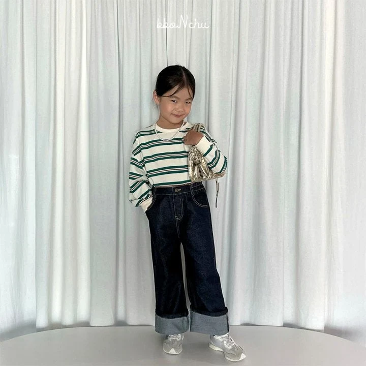 Bbonchu - Korean Children Fashion - #Kfashion4kids - Indigo Roll-up Pants - 2