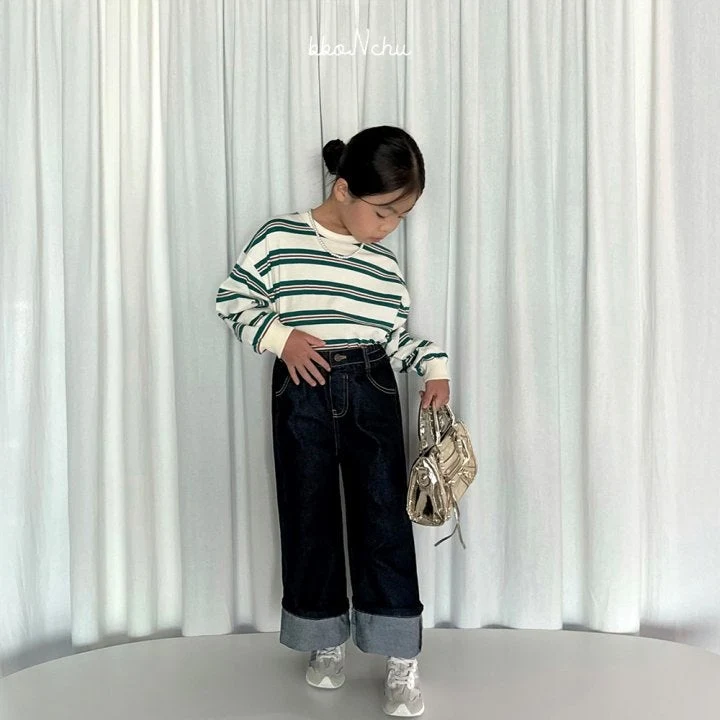 Bbonchu - Korean Children Fashion - #childofig - Indigo Roll-up Pants - 8