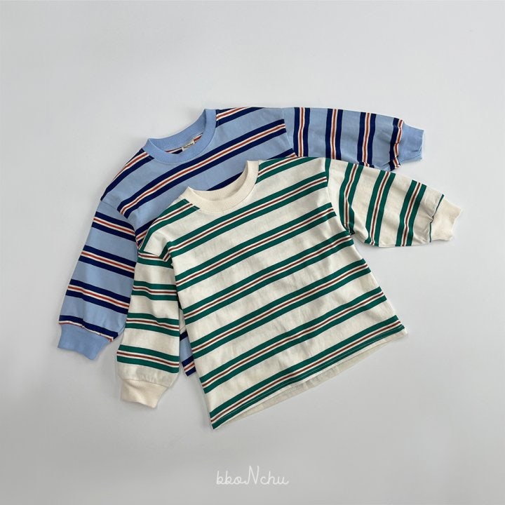 Bbonchu - Korean Children Fashion - #kidsshorts - Stripe Box Tee - 9