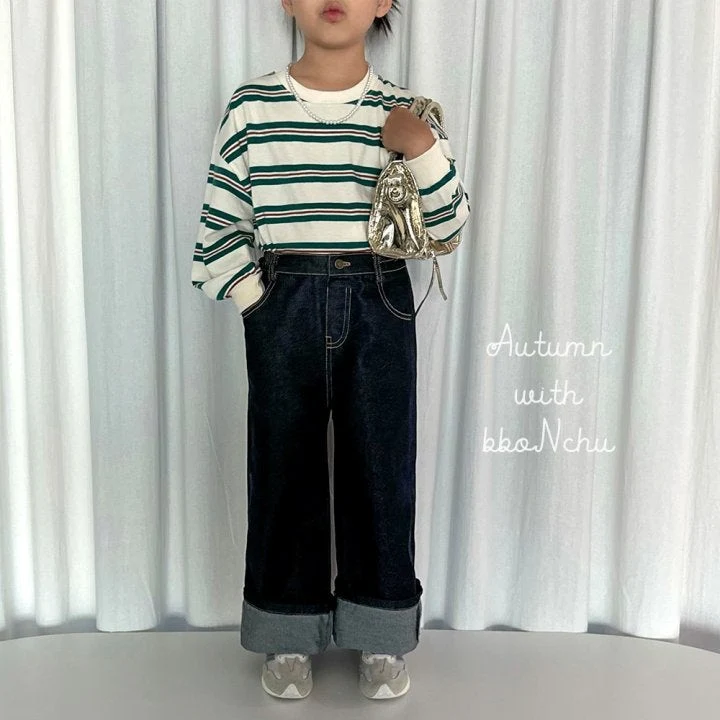 Bbonchu - Korean Children Fashion - #littlefashionista - Indigo Roll-up Pants - 3