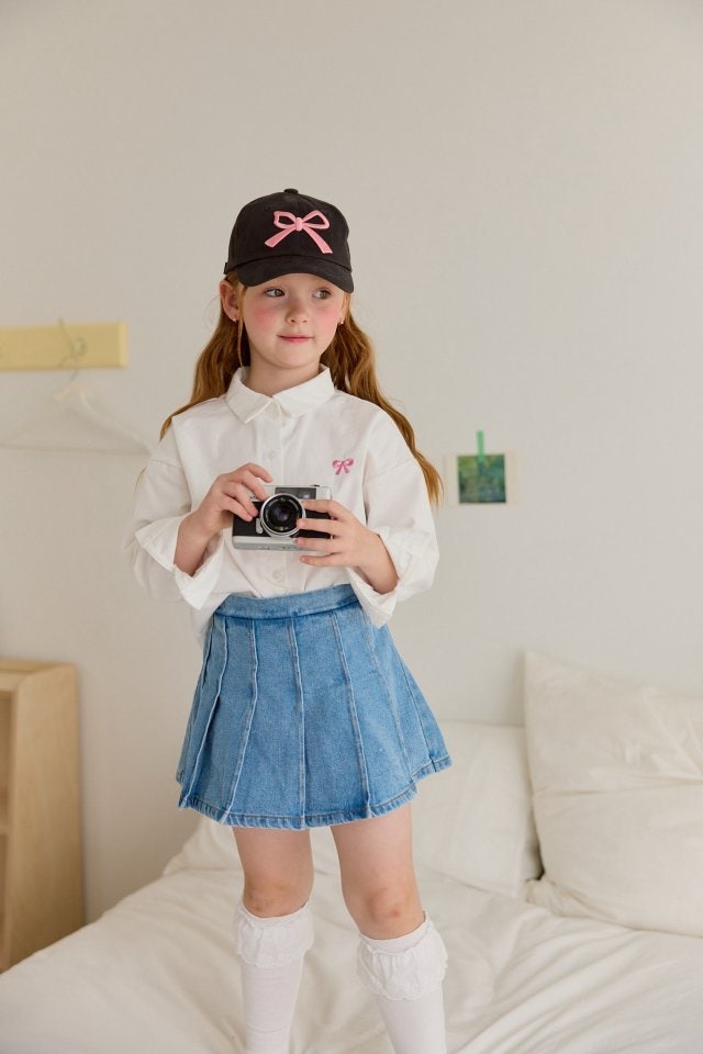 Berry Berry - Korean Children Fashion - #kidsshorts - Denim Pleats Skirts - 3