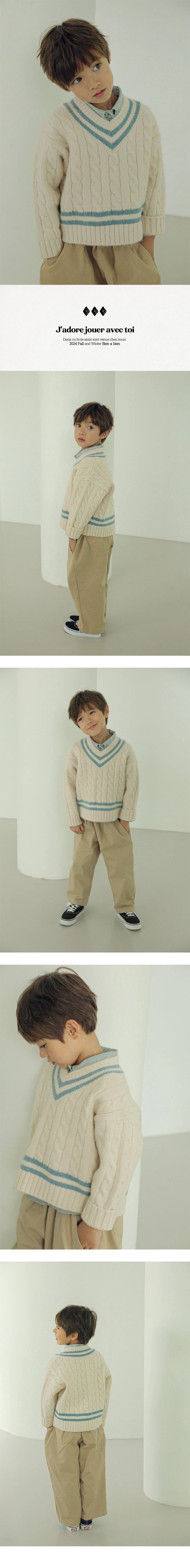 Bien A Bien - Korean Children Fashion - #stylishchildhood - Lanta Cable Knit Pullover - 2