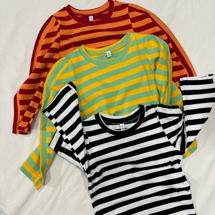 Bobo j - Korean Children Fashion - #childofig - Stripe Puff Tee