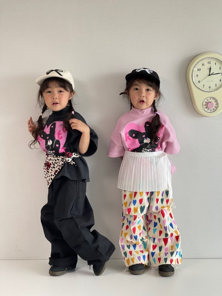 Bobo j - Korean Children Fashion - #magicofchildhood - Heart Black Pants - 8