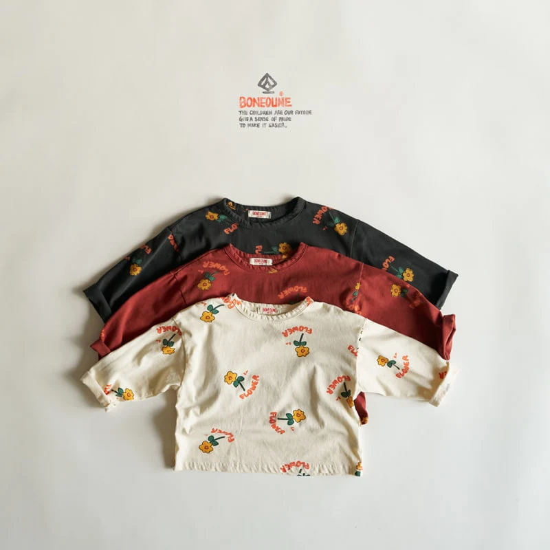 Boneoune - Korean Children Fashion - #Kfashion4kids - Smile Flower Single Tee