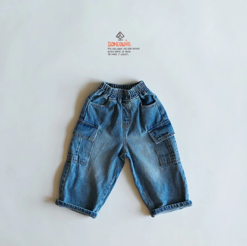 Boneoune - Korean Children Fashion - #designkidswear - Friend Cargo Denim Pants