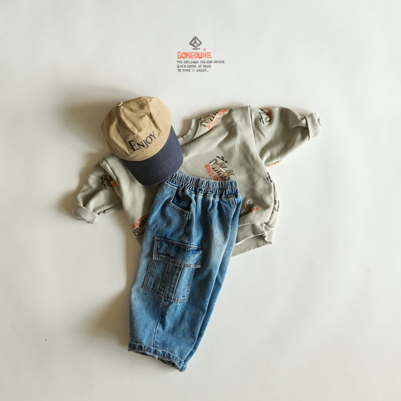 Boneoune - Korean Children Fashion - #discoveringself - Friend Cargo Denim Pants - 2