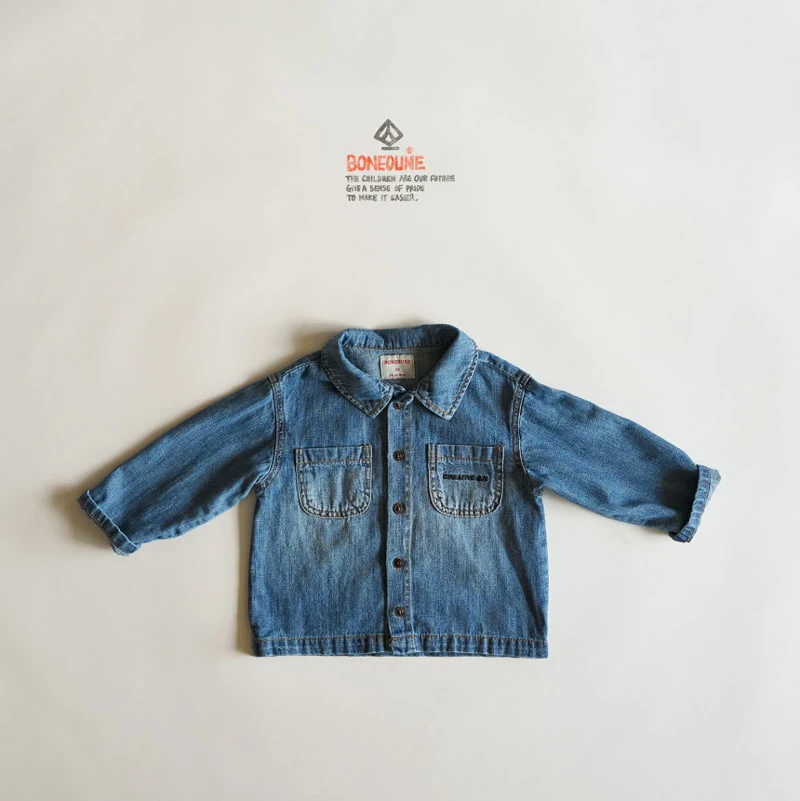 Boneoune - Korean Children Fashion - #discoveringself - You Pocket Denim Shirt