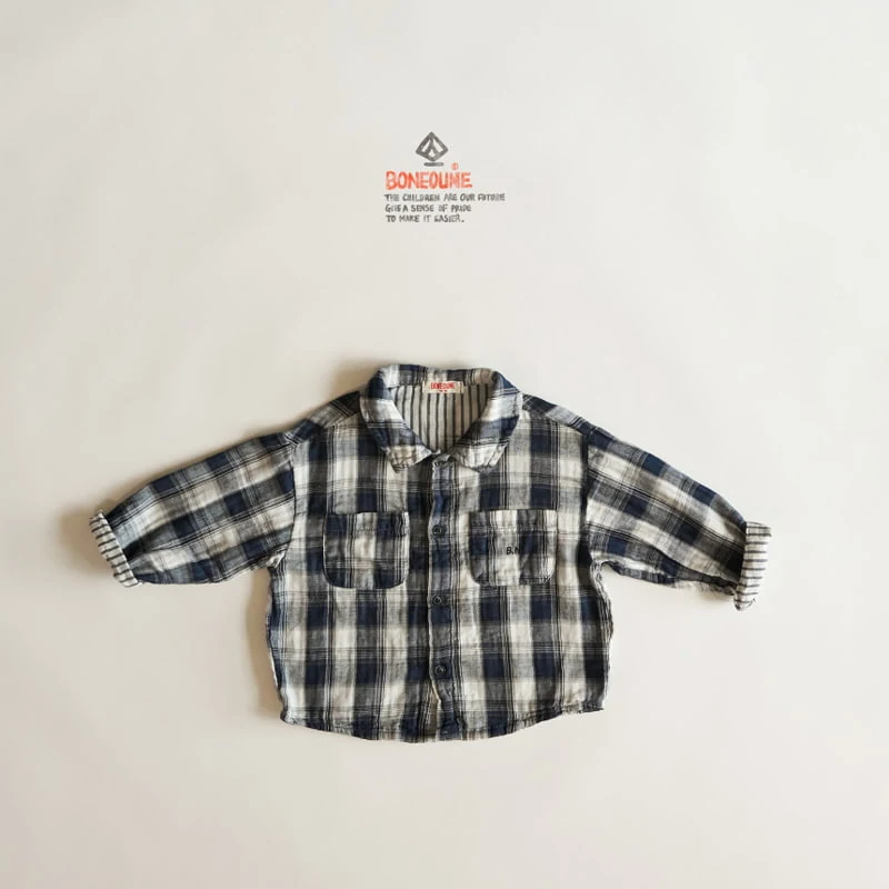 Boneoune - Korean Children Fashion - #fashionkids - Double Check Shirt