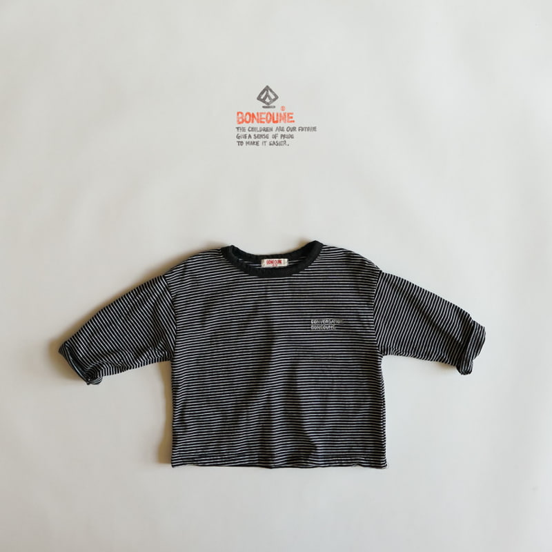 Boneoune - Korean Children Fashion - #fashionkids - Mono Small Stripe Tee - 3