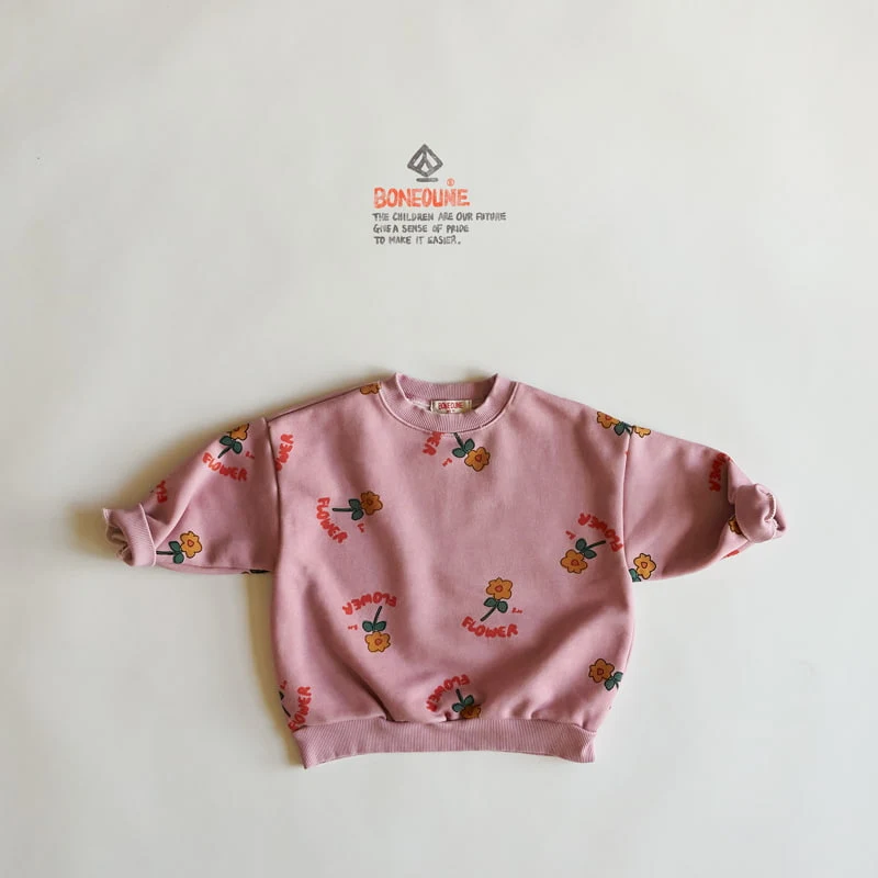 Boneoune - Korean Children Fashion - #kidsshorts - Pigment Flower Sweatshirts - 7