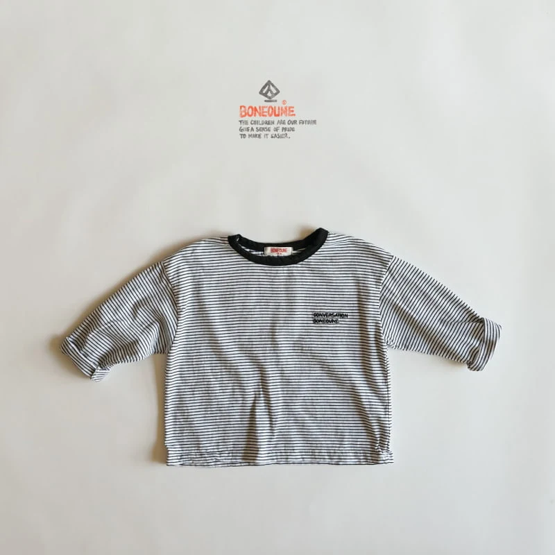 Boneoune - Korean Children Fashion - #fashionkids - Mono Small Stripe Tee - 4