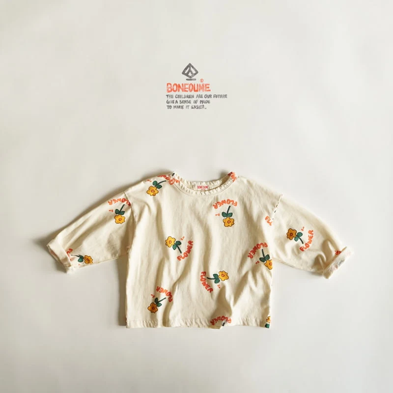 Boneoune - Korean Children Fashion - #magicofchildhood - Smile Flower Single Tee - 3