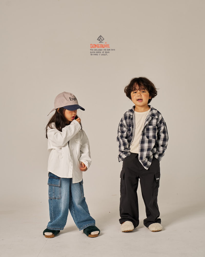 Boneoune - Korean Children Fashion - #minifashionista - Friend Cargo Denim Pants - 10