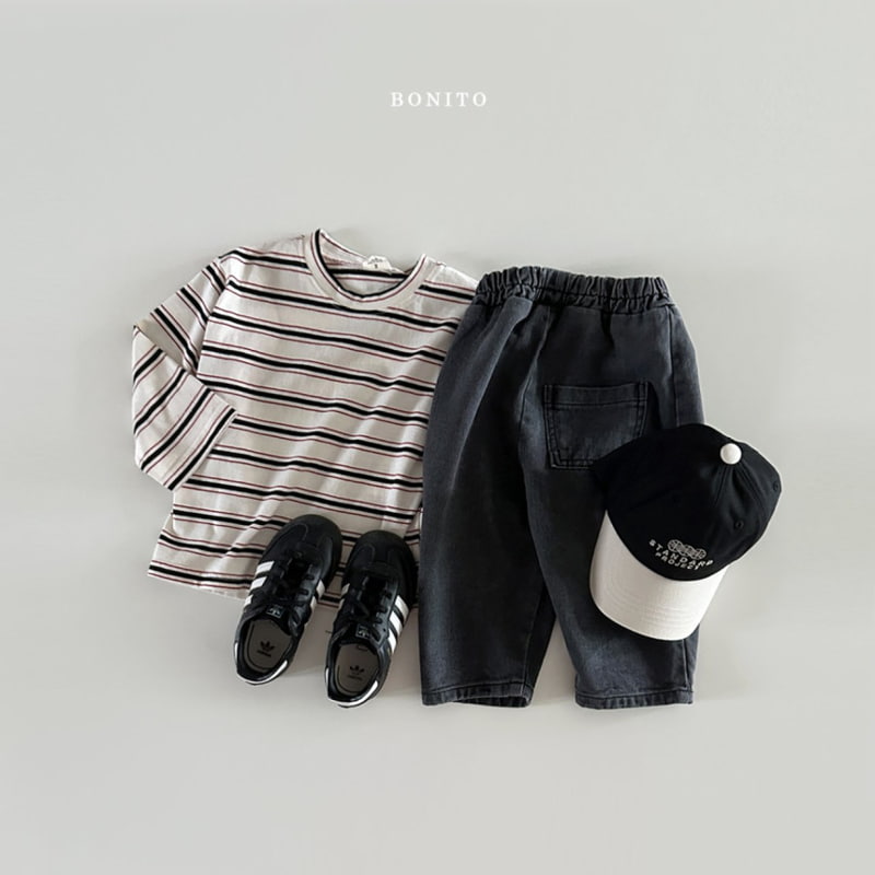 Bonito - Korean Baby Fashion - #babyclothing - Stripe Two Tone Tee - 6