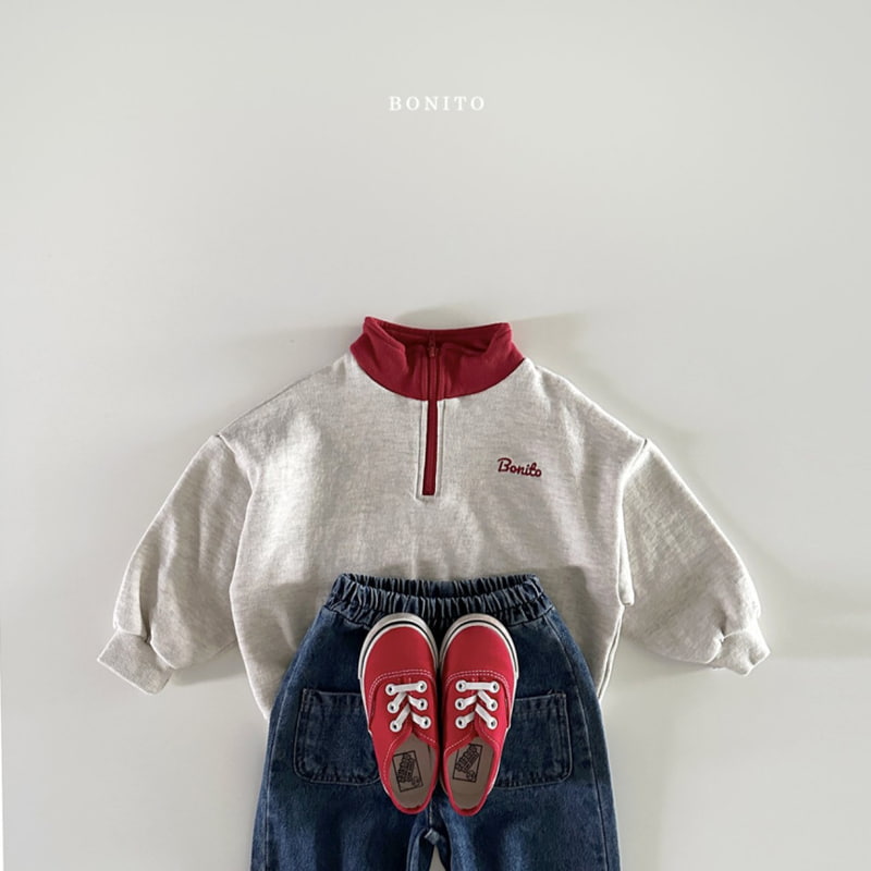 Bonito - Korean Baby Fashion - #babyfashion - Embroidery Colored Half Zip-up - 9