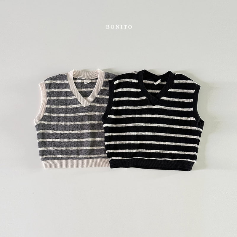 Bonito - Korean Baby Fashion - #babygirlfashion - Stripe Knit Vest - 2