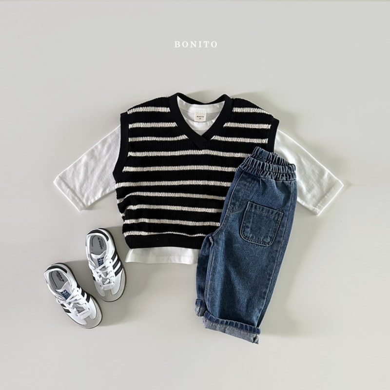 Bonito - Korean Baby Fashion - #babylifestyle - Stripe Knit Vest - 4