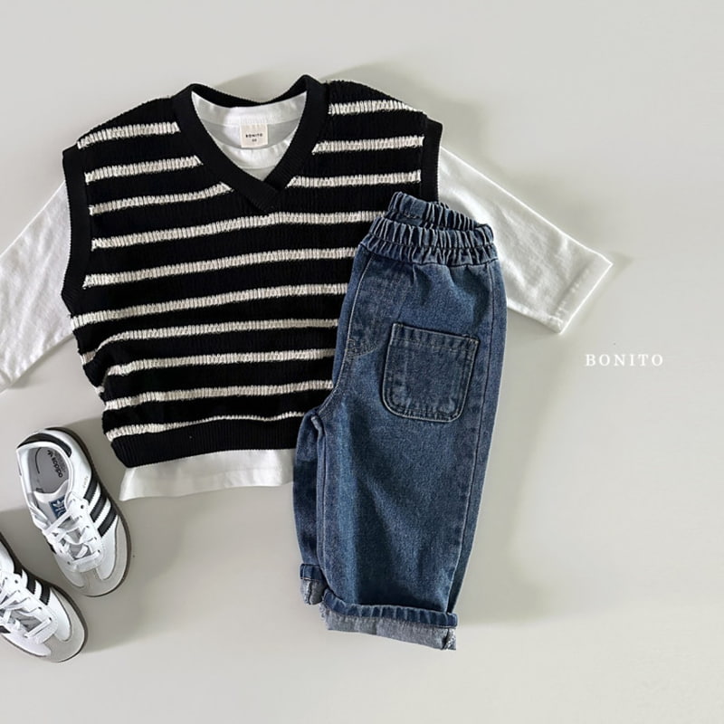 Bonito - Korean Baby Fashion - #babyootd - Stripe Knit Vest - 5