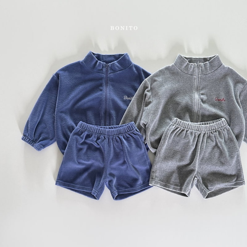 Bonito - Korean Baby Fashion - #babyoutfit - Veloure Zip-up Set - 2