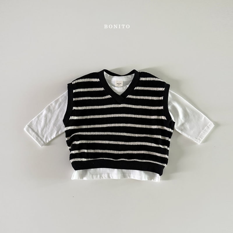 Bonito - Korean Baby Fashion - #babyoutfit - Stripe Knit Vest - 6