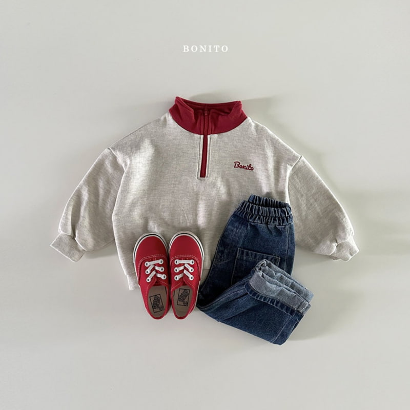 Bonito - Korean Baby Fashion - #smilingbaby - Embroidery Colored Half Zip-up - 5