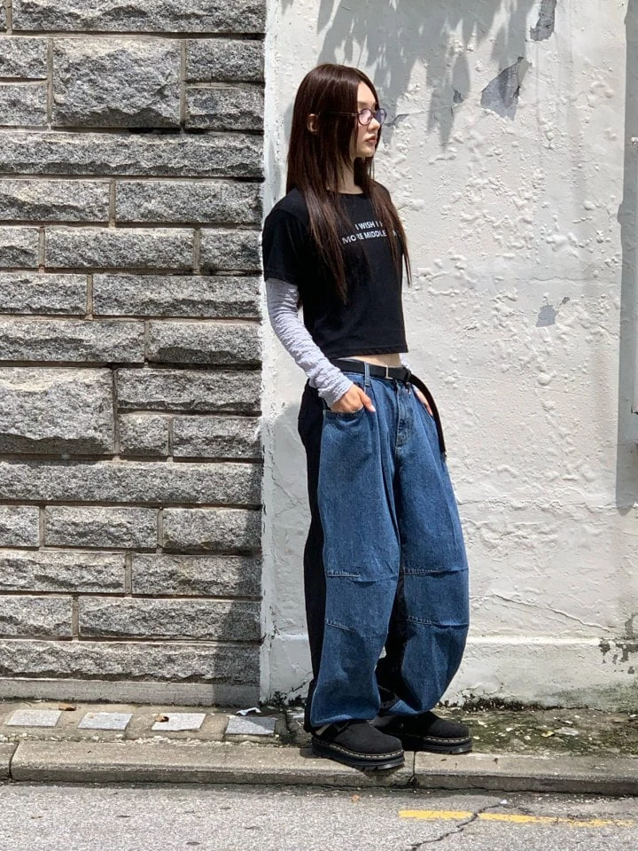 Bricklane - Korean Women Fashion - #womensfashion - Mix Denim Pants - 4