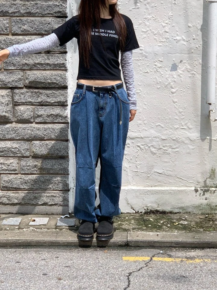 Bricklane - Korean Women Fashion - #momslook - Mix Denim Pants - 6