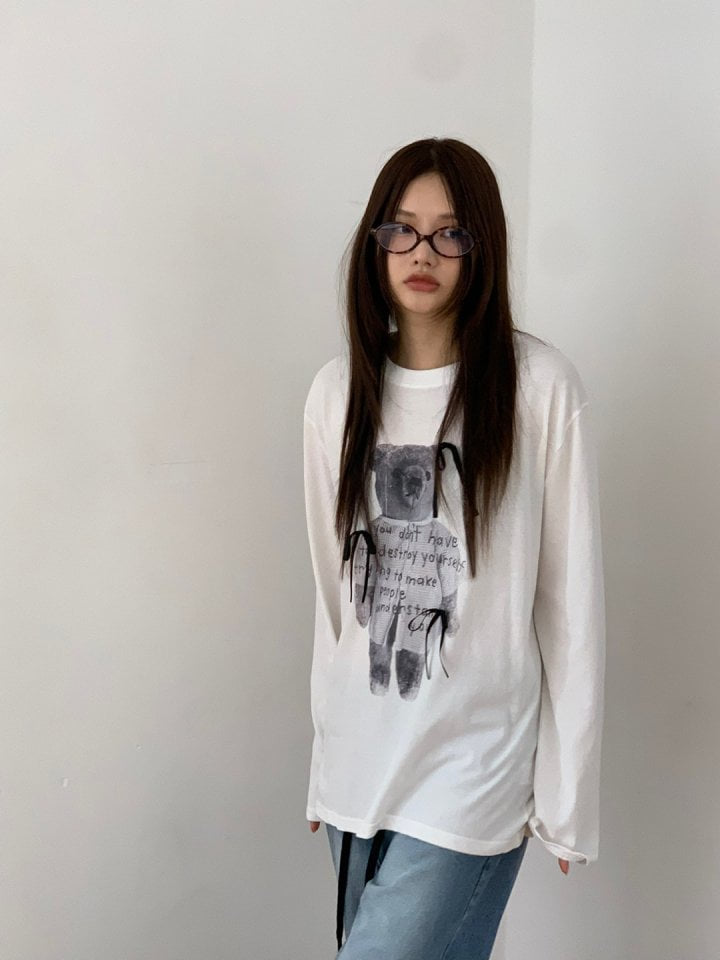 Bricklane - Korean Women Fashion - #thelittlethings - Bear Ribbon Tee - 5