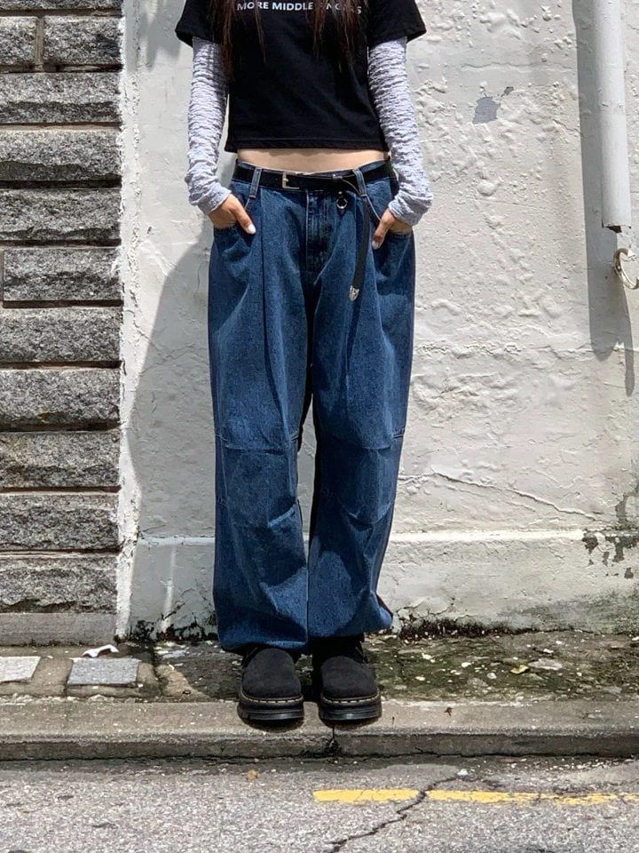 Bricklane - Korean Women Fashion - #womensfashion - Mix Denim Pants - 5