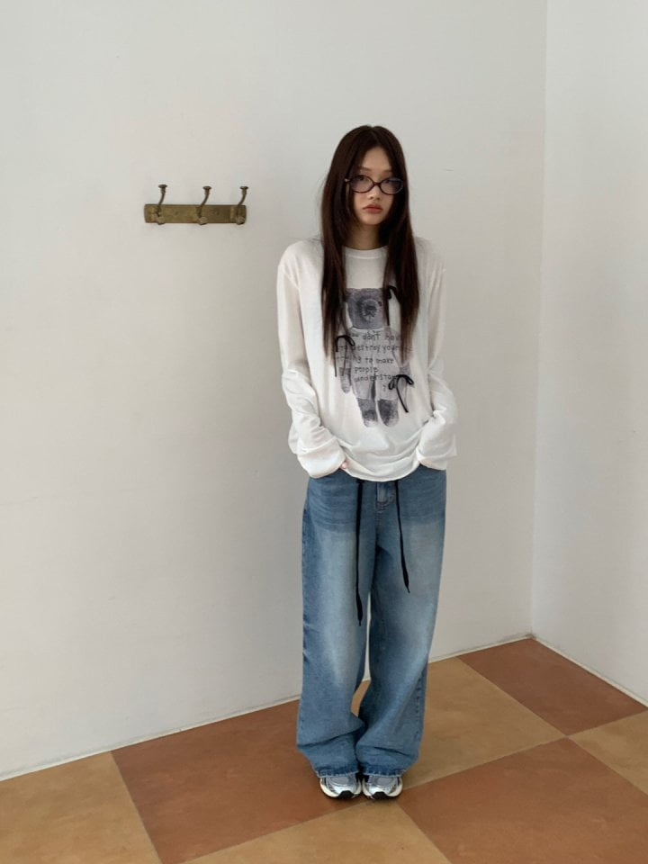 Bricklane - Korean Women Fashion - #womensfashion - Bear Ribbon Tee - 9