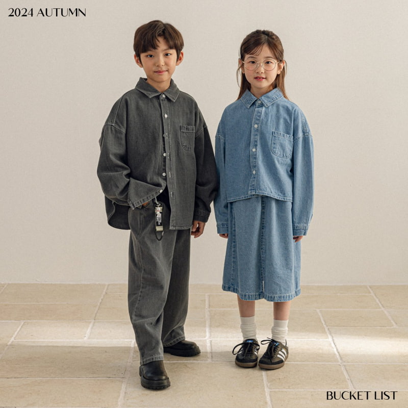 Bucket List - Korean Children Fashion - #fashionkids - Baisc Denim Shirt - 11