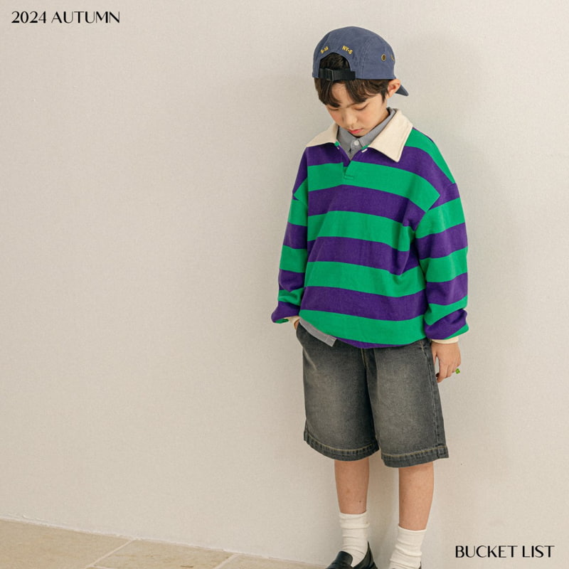 Bucket List - Korean Children Fashion - #kidzfashiontrend - Brushed Half Denim Pants - 2