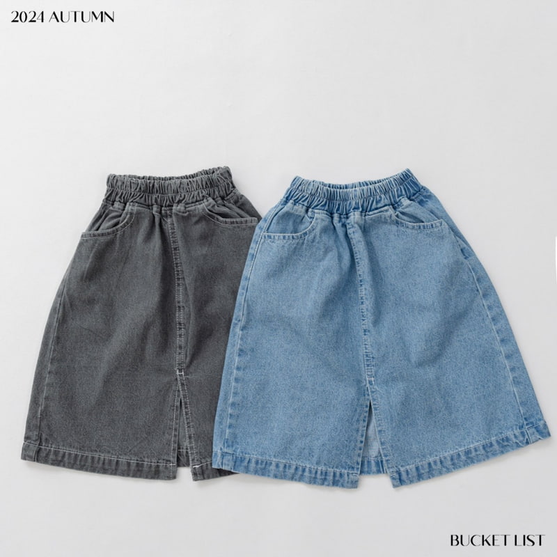 Bucket List - Korean Children Fashion - #littlefashionista - Basic Denim Skirt - 5