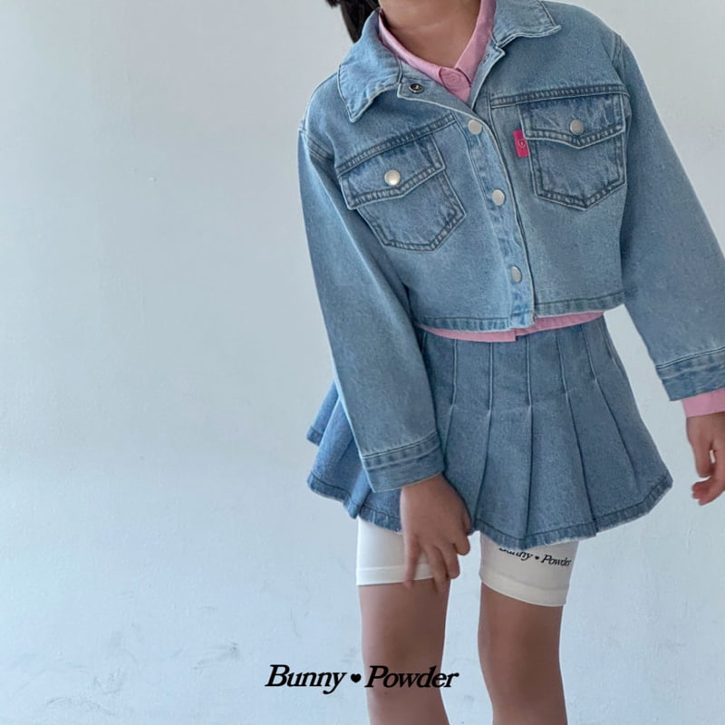 Bunny Powder - Korean Children Fashion - #kidsshorts - Crop Denim Jacket - 2