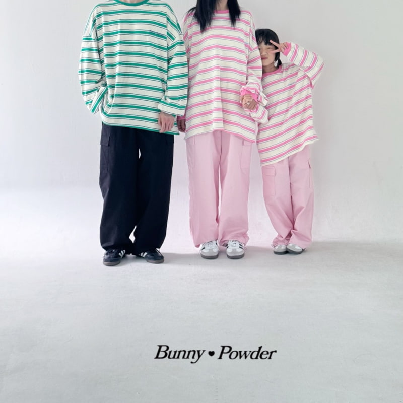 Bunny Powder - Korean Children Fashion - #kidsshorts - Stripe Tee with Mom - 3