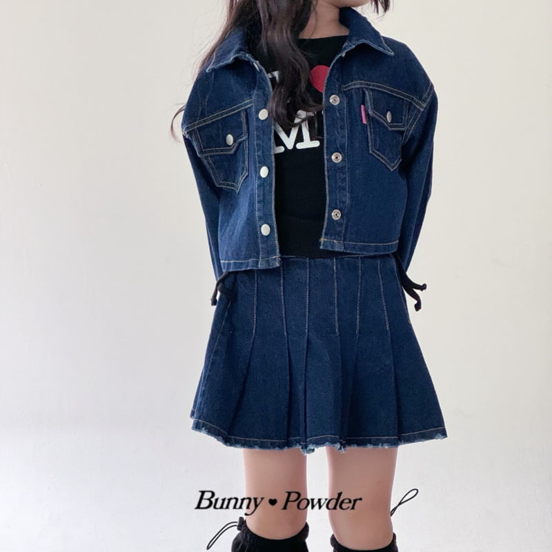 Bunny Powder - Korean Children Fashion - #kidsstore - Crop Denim Jacket - 3